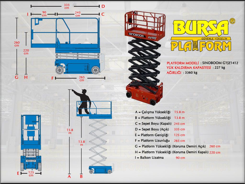 AK�L� MAKASLI PLATFORMLAR - 16 Metre Ak�l� Makasl� Platform