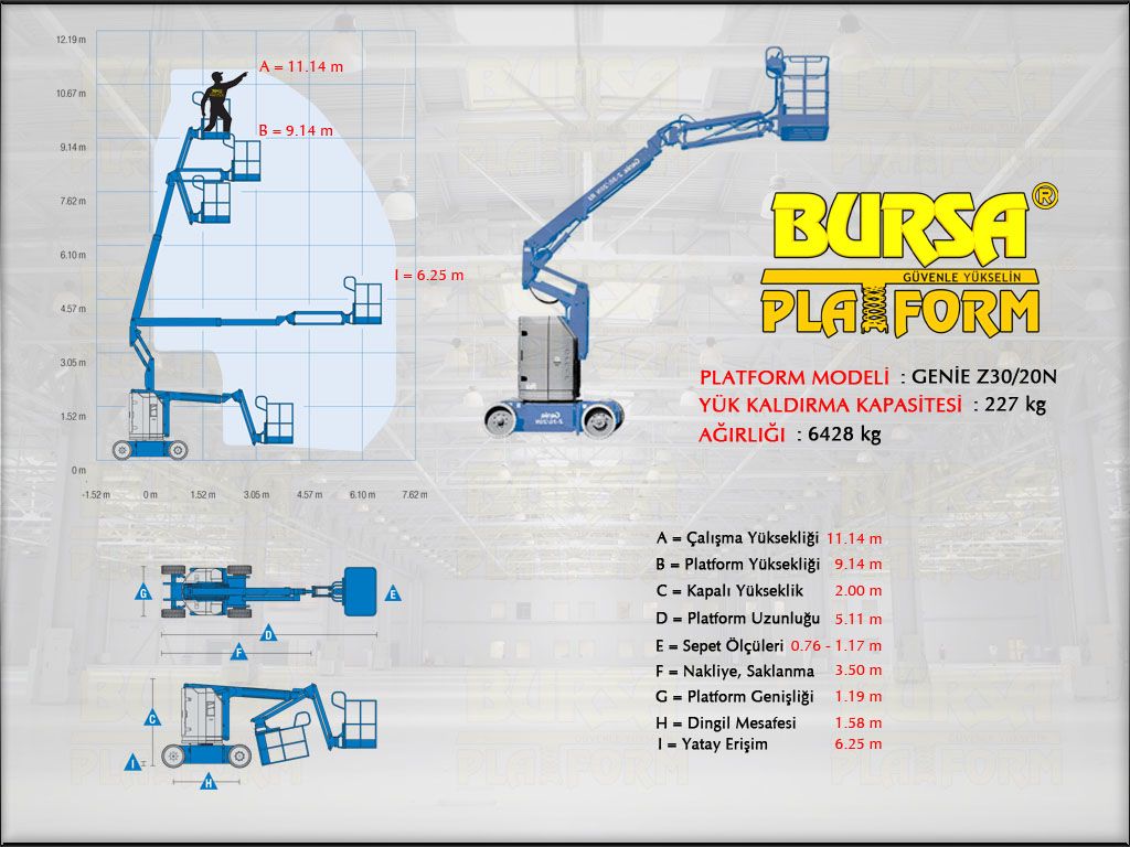 AK�L�  EKLEML� PLATFORMLAR - 12 Metre Ak�l� Eklemli Platform